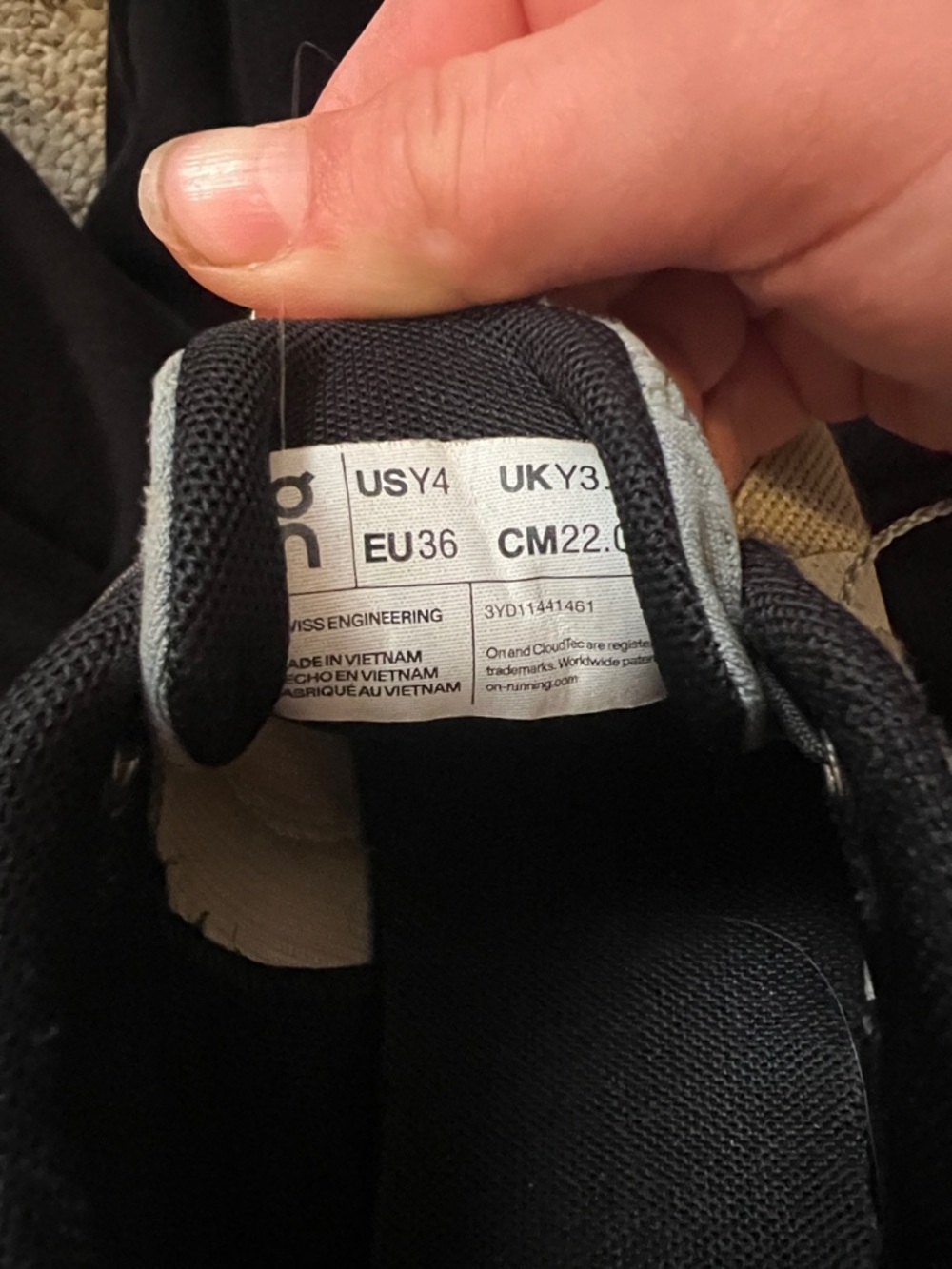 Kids Lightweight Cream and Black Sneakers by On Cloud - Picture 3 of 3